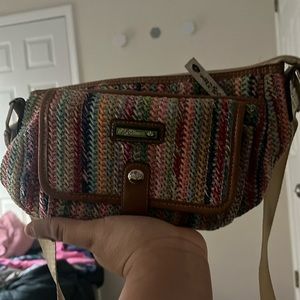 Lilly bloom rainbow tote bag with leather bottom